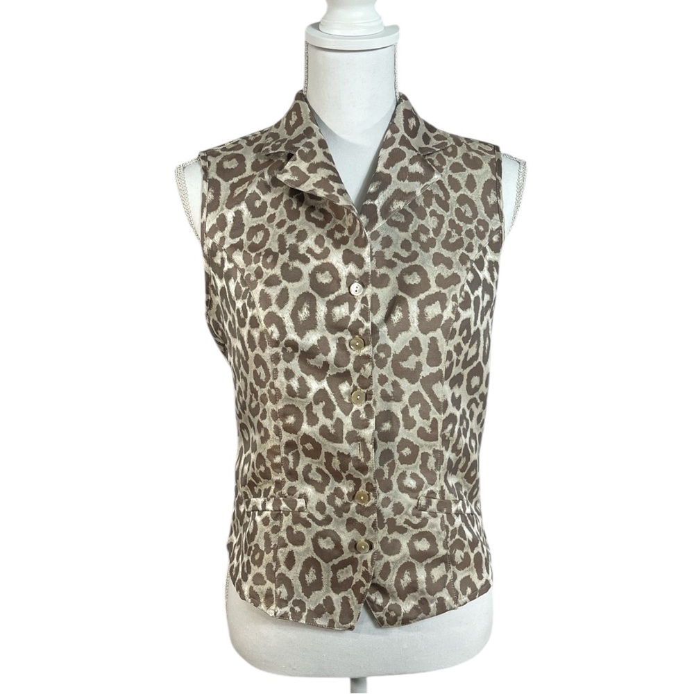Anne Fontaine beige and white leopard print Amaury vest top Size 40/ US 6-8